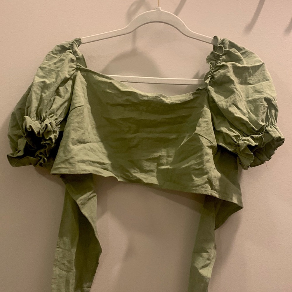 Green Tie Back Shein Top